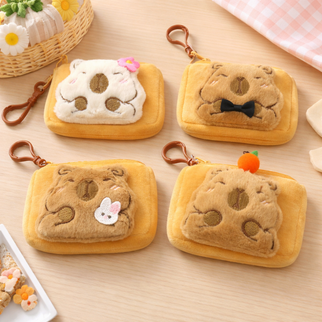 Zachte capybara sleutelhanger met portemonnee