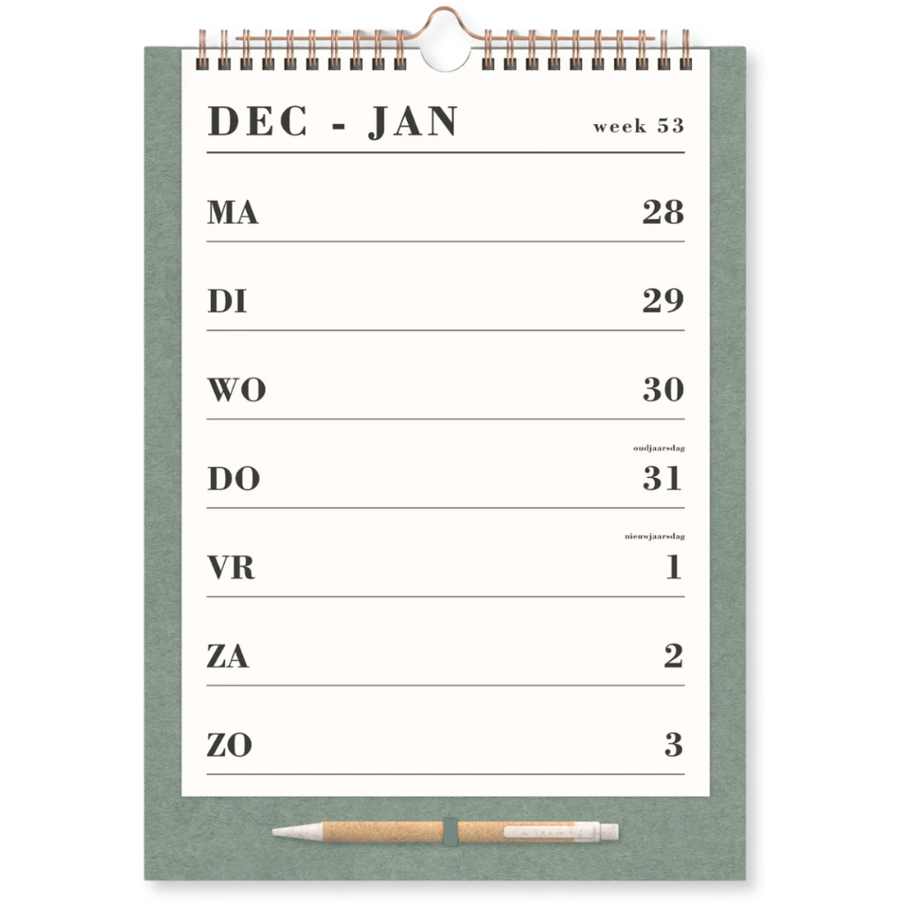 Spiraalkalender A4 - 2027 - 14 maanden