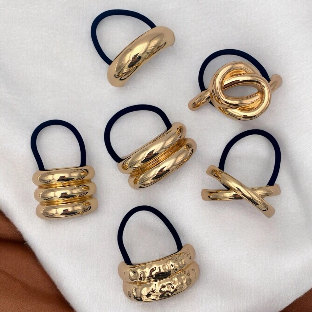 Haarelastiekjes met gouden juwelen - Set van 6