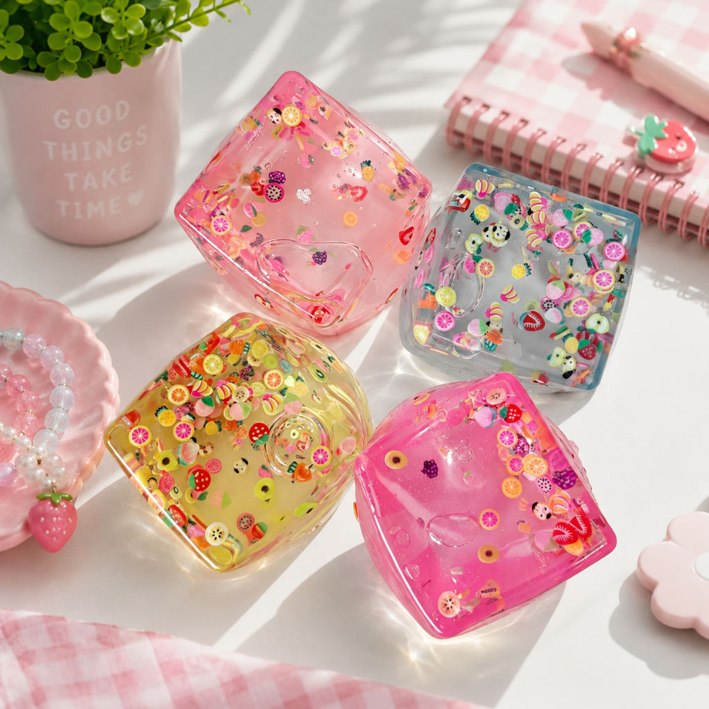 Squishy cube sugar fidget fruit