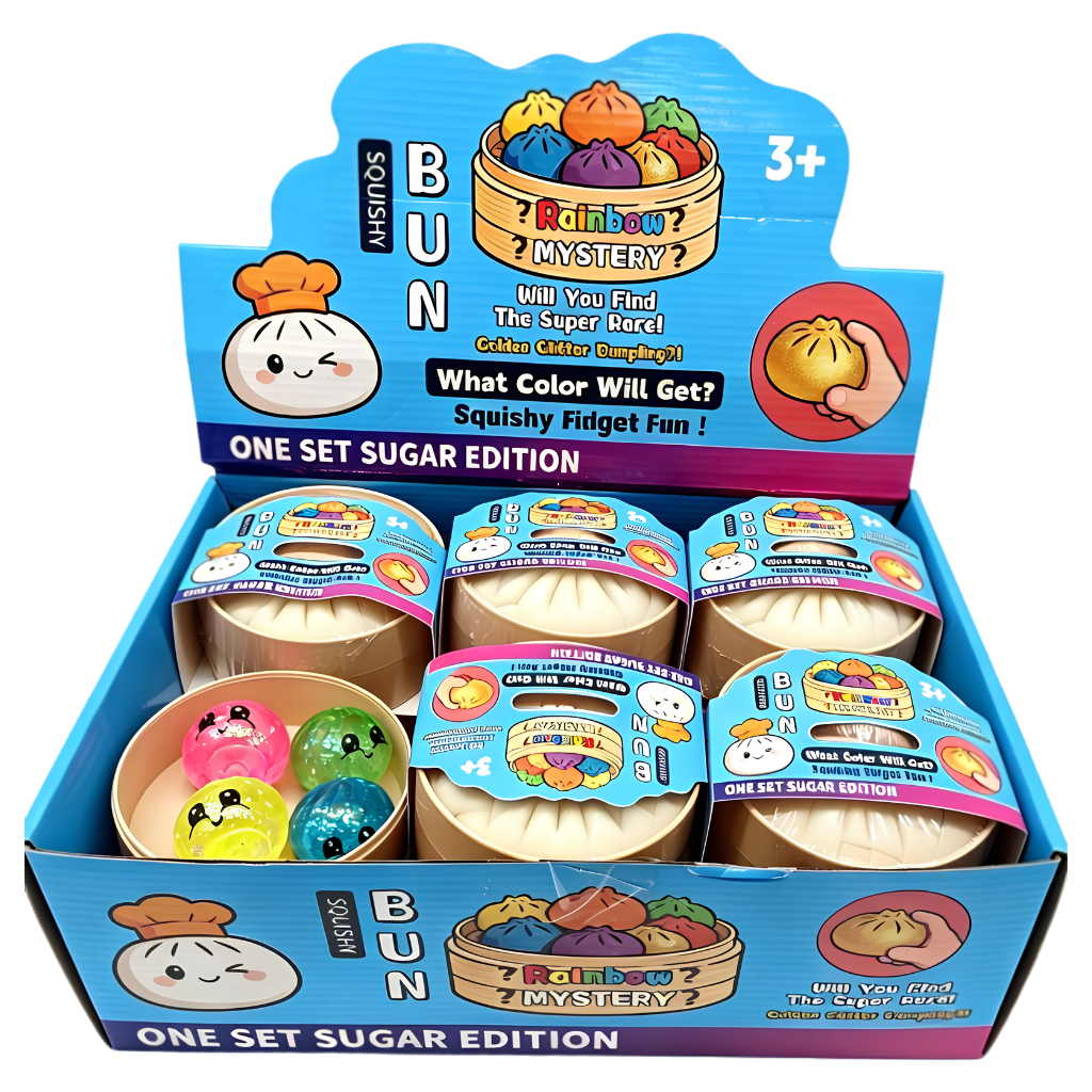 Mystery Squishy dumpling Fidget - Sugar Glitter - 3 stuks MINI (5,5cm)