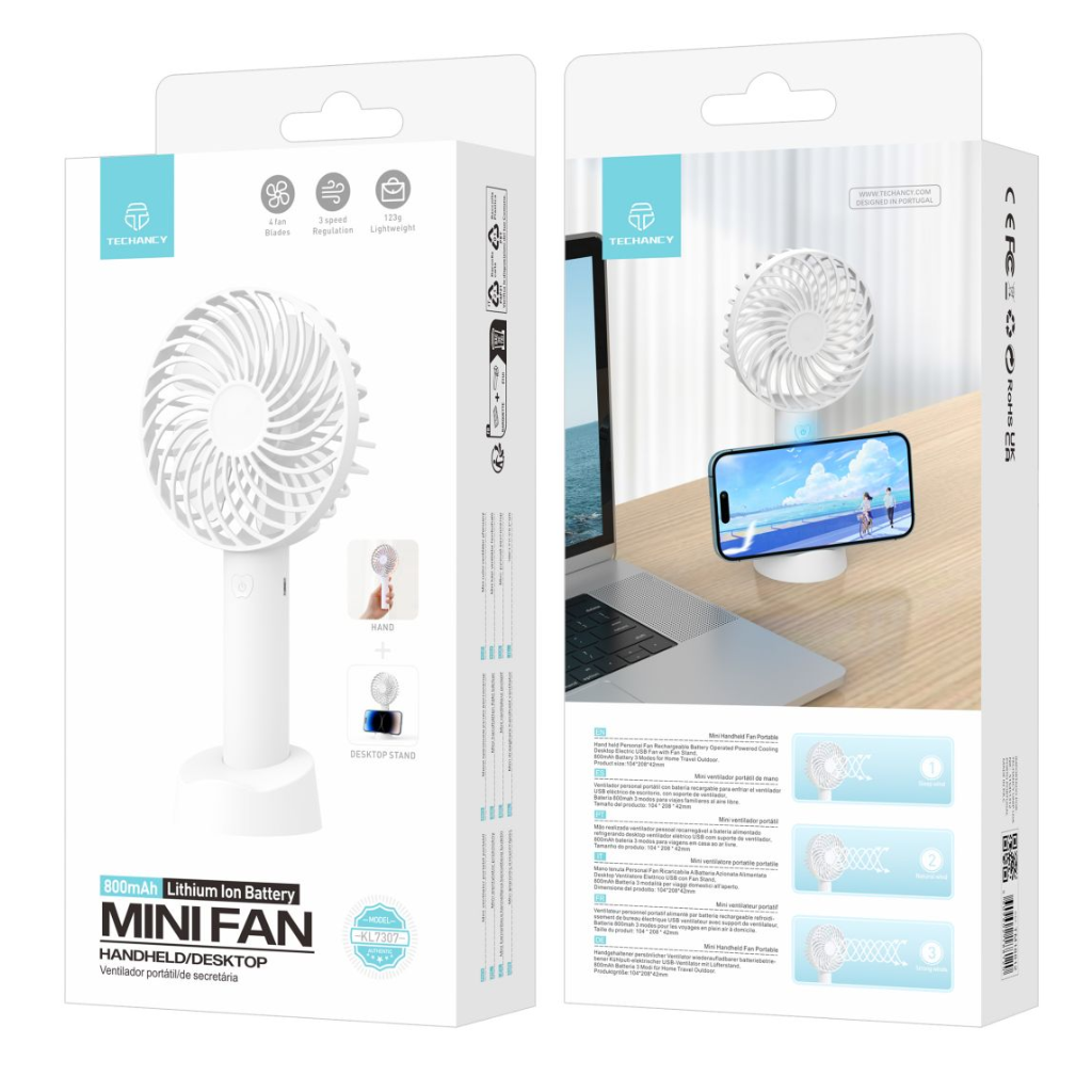 Mini Handventilator met Telefoonhouder