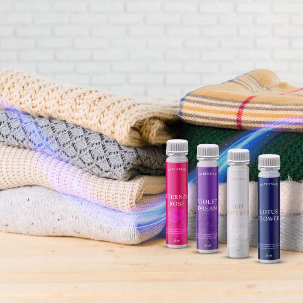 Elysian wasparfum testpakket met wasdrogerballen - 4 stuks