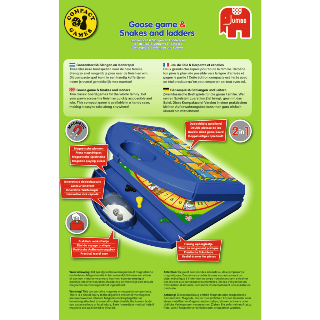 Magnetisch reisspel - Ganzenbord & Slangen en Ladderspel