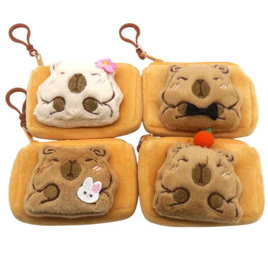 Zachte capybara sleutelhanger met portemonnee