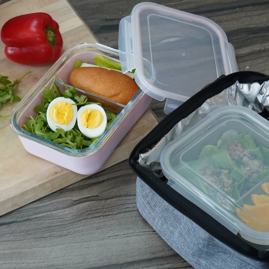 Melii - Glazen bento lunchbox met siliconen sleeve