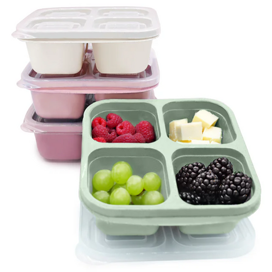 Set van 4 Lekvrije Siliconen Snackdozen met Deksels, Mini Bento Set van 4 Lekvrije Siliconen Snackdozen met Deksels, Mini Bento