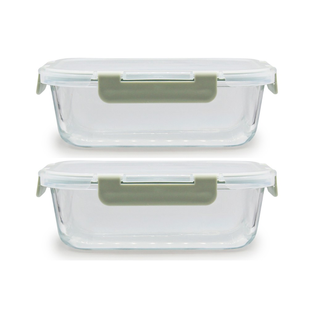 Melii - Glazen bewaarbakjes 1040ml - 2 stuks