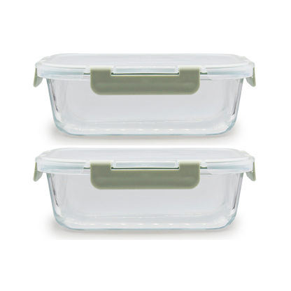 Melii - Glazen bewaarbakjes 1040ml - 2 stuks
