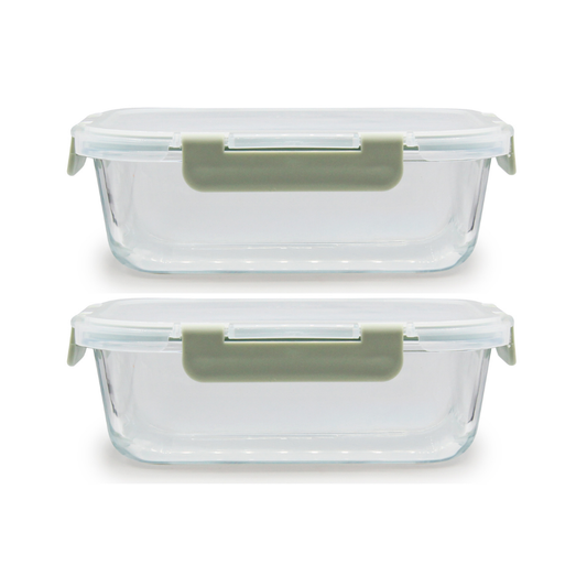 Melii - Glazen bewaarbakjes 1040ml - 2 stuks