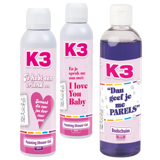 2x K3 Shower Foam 200ml + GRATIS K3 Badschuim Parels 250ml