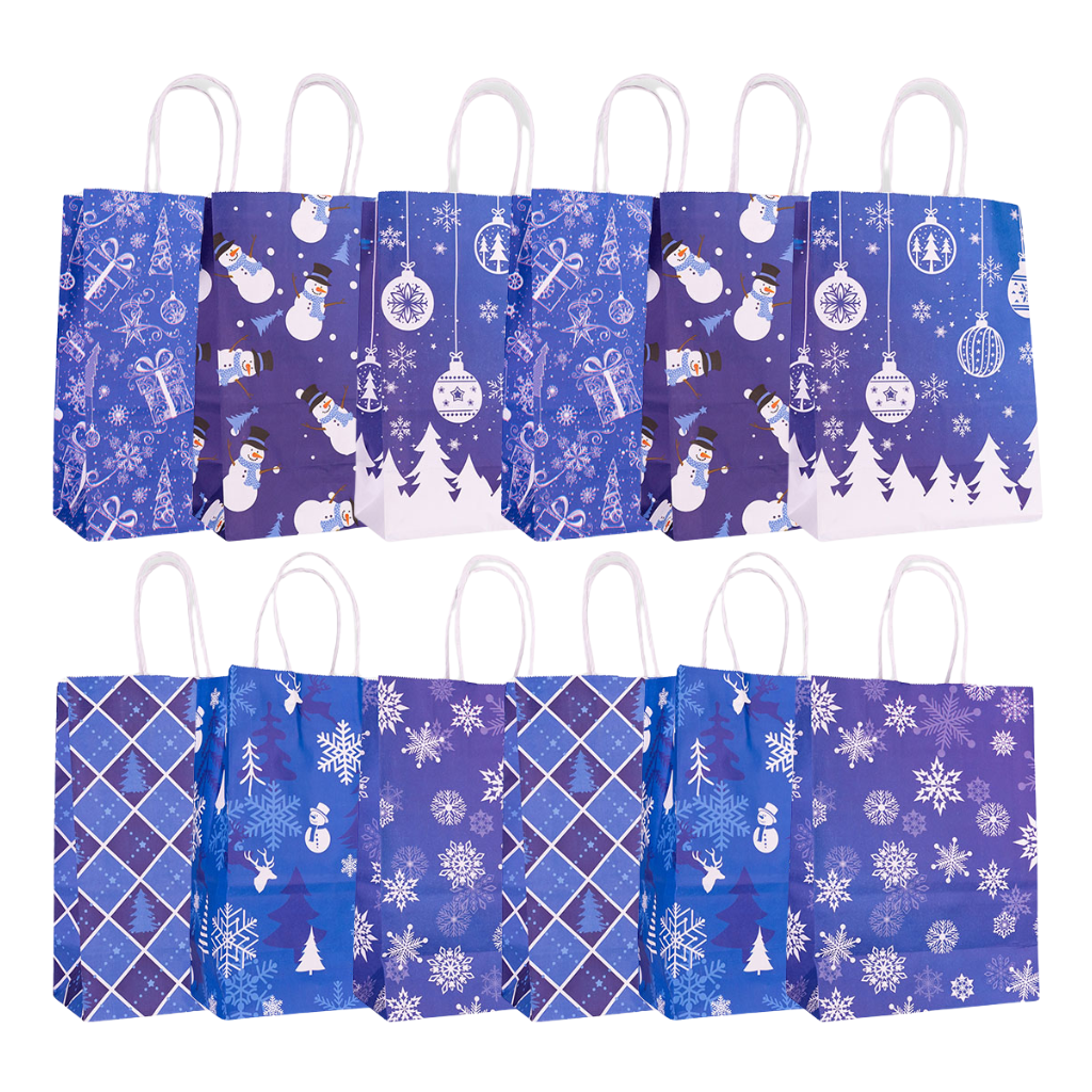 Cadeauzakje Kerst - Blauw XS