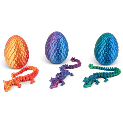 3D geprint drakenei met beweegbare draak