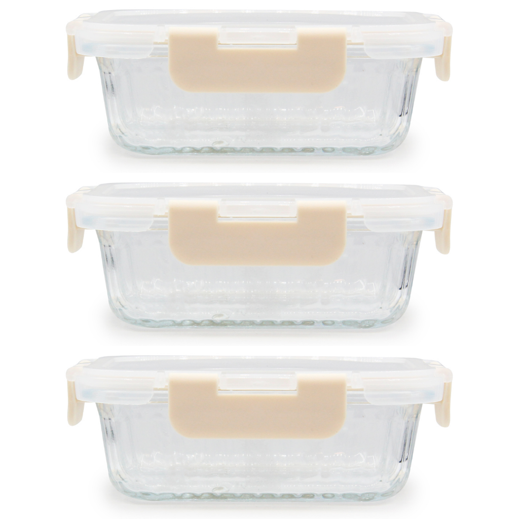 Melii - Glazen bewaarbakjes 400ml - 3 stuks