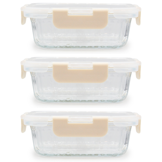 Melii - Glazen bewaarbakjes 400ml - 3 stuks