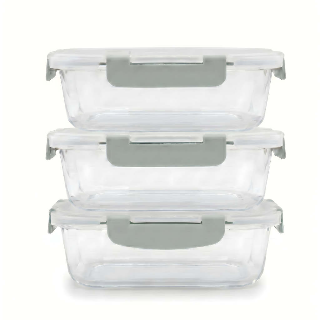 Melii - Glazen bewaarbakjes 630ml - 3 stuks
