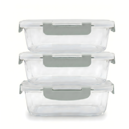 Melii - Glazen bewaarbakjes 630ml - 3 stuks