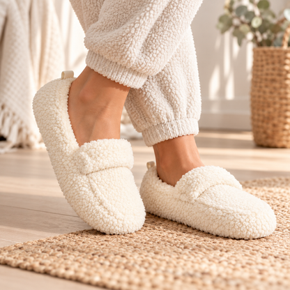 Teddy pantoffels Famke - Dove wit
