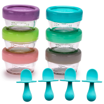 Melii - Glazen opbergdoosjes + GRATIS 2x Grabease Spoonset