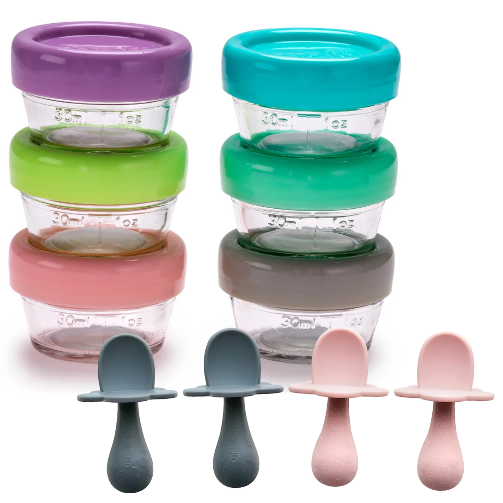 Melii - Glazen opbergdoosjes + GRATIS 2x Grabease Spoonset