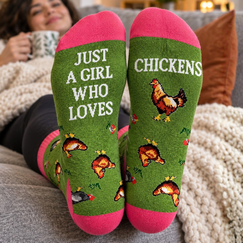 1 Paar sokken - Just a Girl & Chickens - maat 38-45
