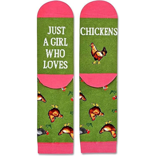 1 Paar sokken - Just a Girl & Chickens - maat 38-45