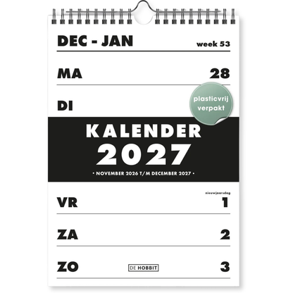 Spiraalkalender A4 - 2027 - 14 maanden