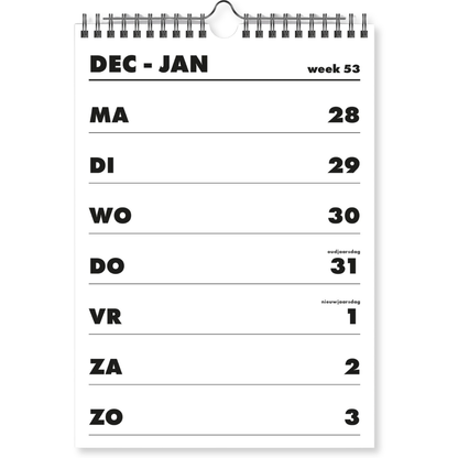 Spiraalkalender A4 - 2027 - 14 maanden