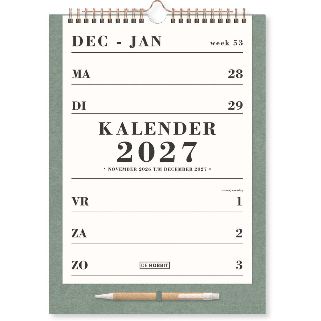 Spiraalkalender A4 - 2027 - 14 maanden
