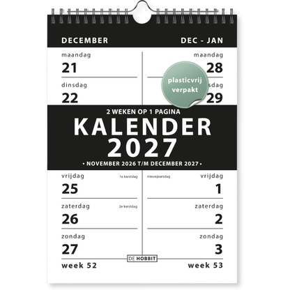 Spiraalkalender 2-weeks A4 2027 - 14 maanden