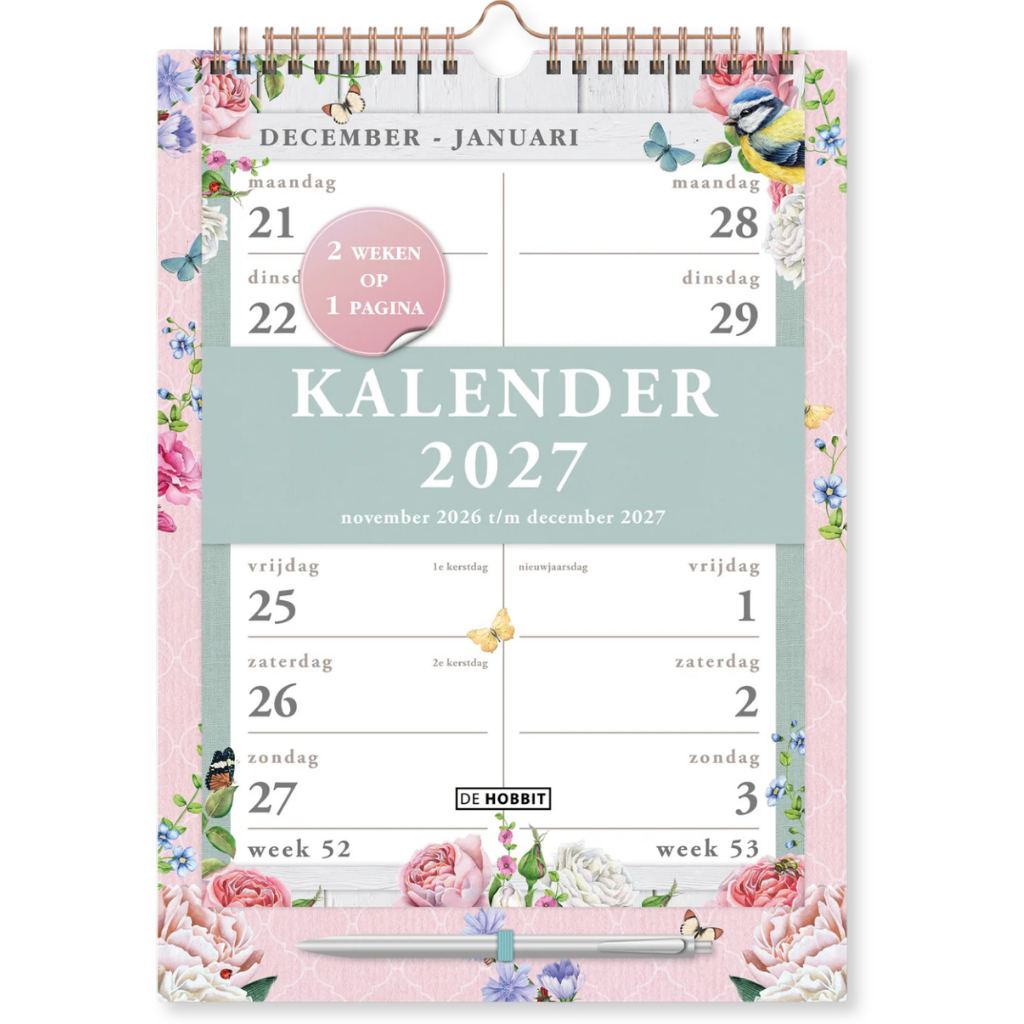 Spiraalkalender 2-weeks A4 2027 - 14 maanden