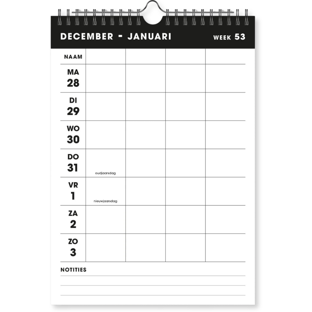 Familieplanner Spiraal 2027 - 14 maanden