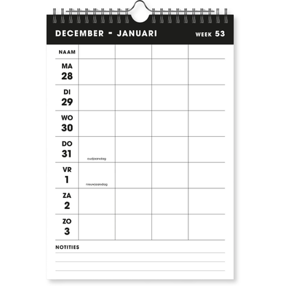 Familieplanner Spiraal 2027 - 14 maanden