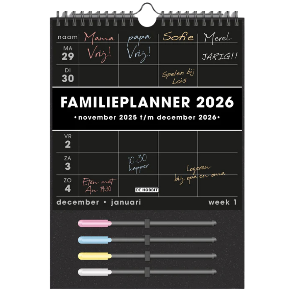 Familieplanner markers 2026 A4