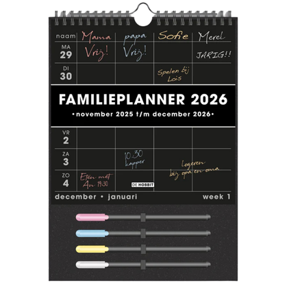 Familieplanner markers 2026 A4
