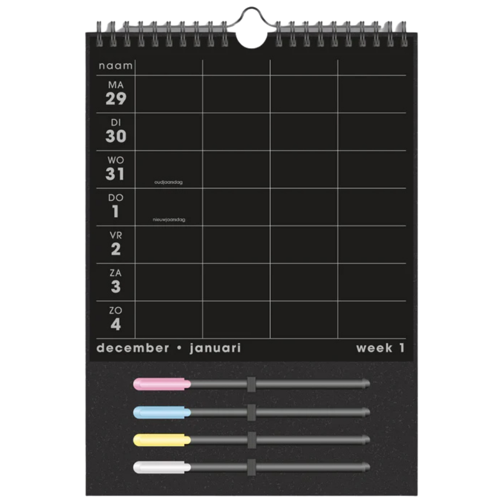 Familieplanner markers 2026 A4