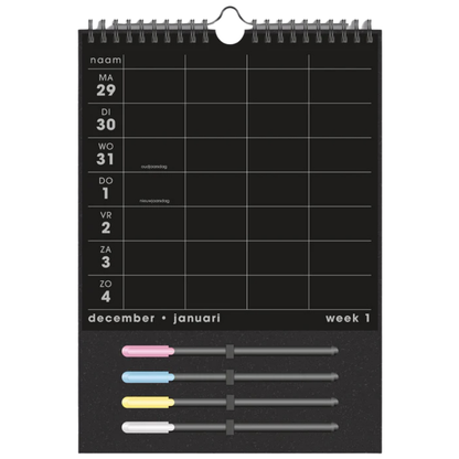 Familieplanner markers 2026 A4