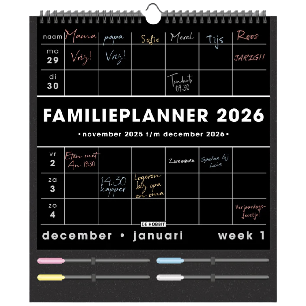 Familieplanner markers 2026 A3