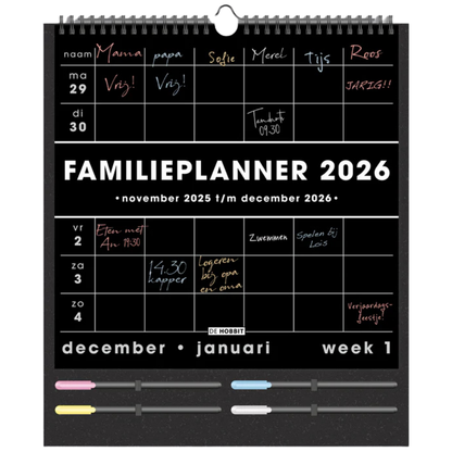 Familieplanner markers 2026 A3