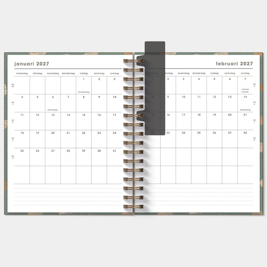 Weekplanner A5+ 2027 - Luxe uitvoering - 15 maanden
