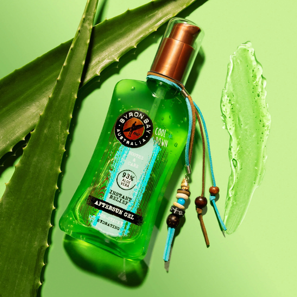 Foto van Aftersun Cool Aloe Vera Gel van Byron Bay Australia. Aftersun op basis van aloe vera.