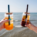 Bubble tea mok met bamboe deksel en rietje