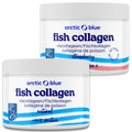 Gehydrolyseerd vis collageen poeder 1 pot naturel + 1 pot met vitamine C – aardbeiensmaak (DUOPACK)