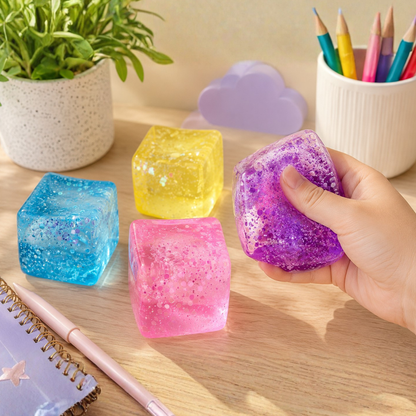 Squishy sugar cube fidget glitter