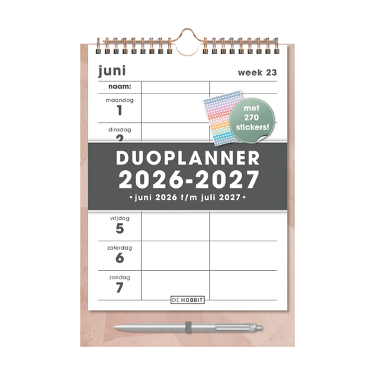 Duoplanner met stickers 2026-2027 A4 Abstract oudroze