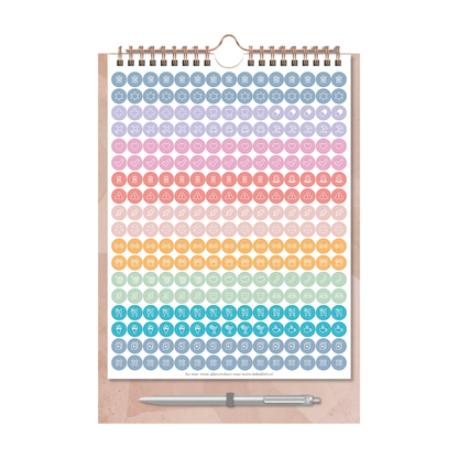 Duoplanner met stickers 2026-2027 A4 Abstract oudroze