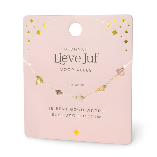 Armband met edelstenen - Lieve juf