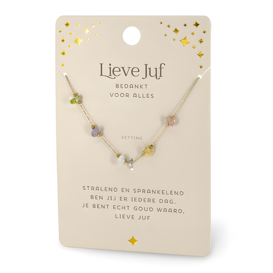 Ketting met edelstenen - Lieve juf