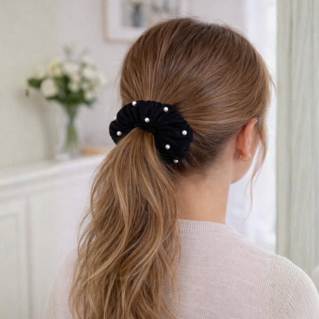 Scrunchie met decoratieve parels