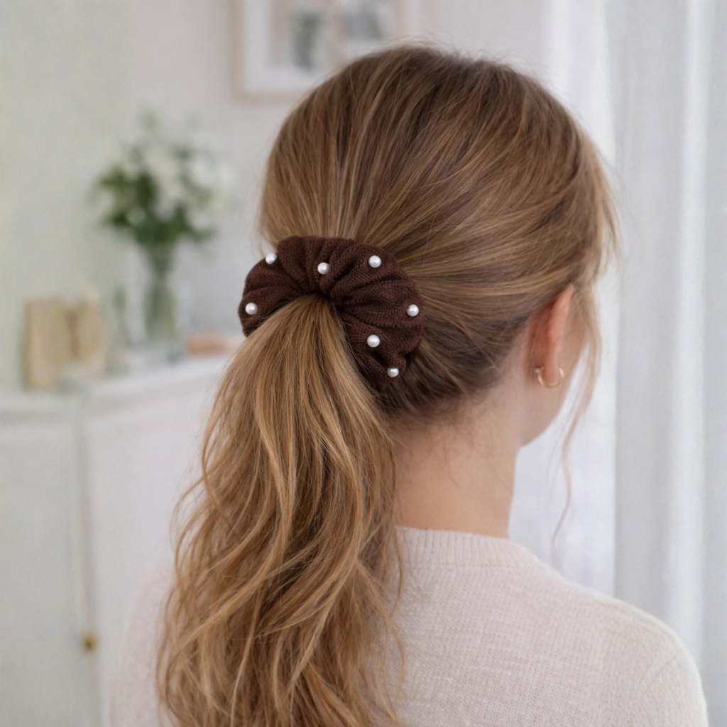 Scrunchie met decoratieve parels